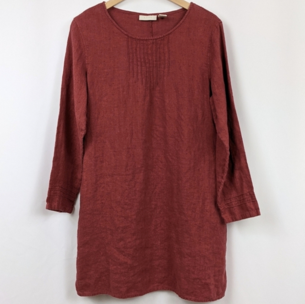J. Jill Linen Sack Dress Long Sleeve Tunic Pockets Pintuck Detail Lagenlook MP